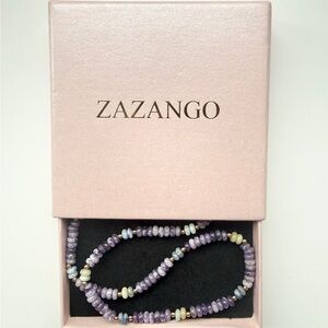 NIB Gorgeous Natural Stone Real Stone Bead Necklace Purple Blue Boho! LAST ONE!